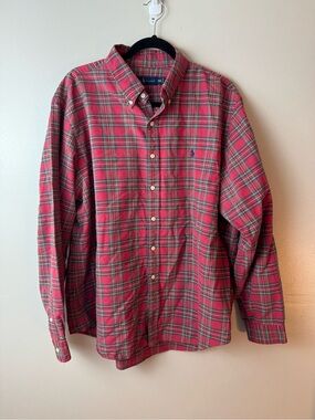 Ralph Lauren Red and Green Plaid Button-Down Shirt XXL